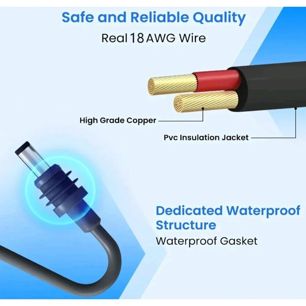 Starlink‎ Mini Power Cable Waterproof DC Extension Cord✨16Ft✨US Seller